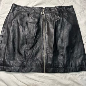 Leather zip up skirt
